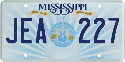 MS license plate JEA227