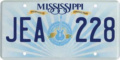 MS license plate JEA228