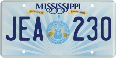MS license plate JEA230