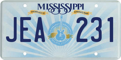 MS license plate JEA231