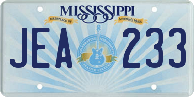 MS license plate JEA233