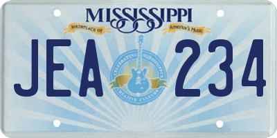 MS license plate JEA234