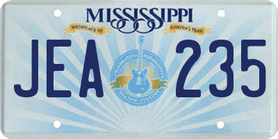 MS license plate JEA235