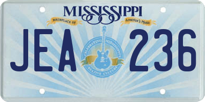 MS license plate JEA236