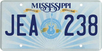 MS license plate JEA238