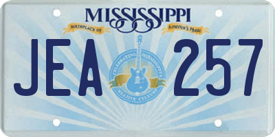 MS license plate JEA257