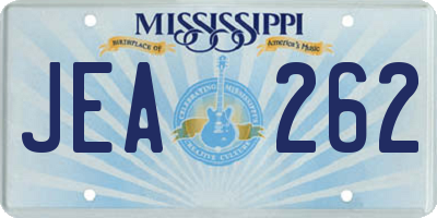 MS license plate JEA262
