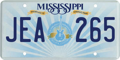 MS license plate JEA265