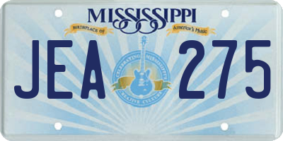 MS license plate JEA275