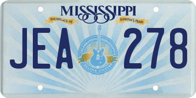 MS license plate JEA278