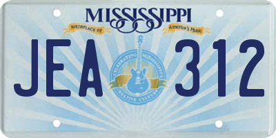 MS license plate JEA312