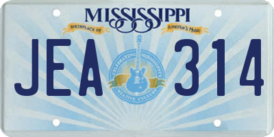 MS license plate JEA314