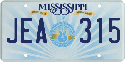 MS license plate JEA315
