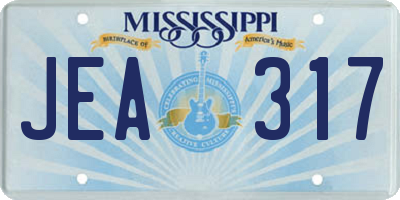 MS license plate JEA317