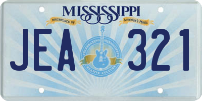 MS license plate JEA321
