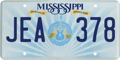 MS license plate JEA378