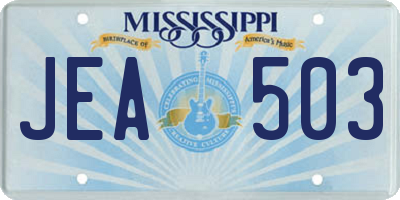 MS license plate JEA503