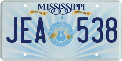 MS license plate JEA538