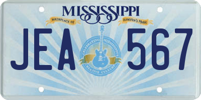 MS license plate JEA567