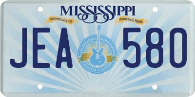 MS license plate JEA580