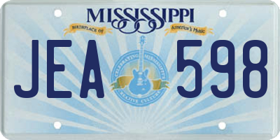 MS license plate JEA598