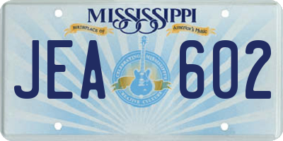 MS license plate JEA602