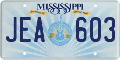 MS license plate JEA603