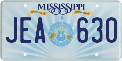 MS license plate JEA630