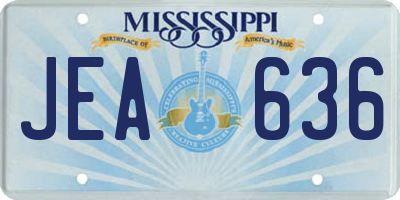 MS license plate JEA636