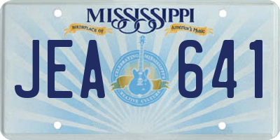 MS license plate JEA641