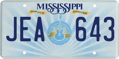 MS license plate JEA643