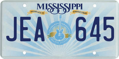 MS license plate JEA645