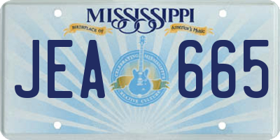 MS license plate JEA665