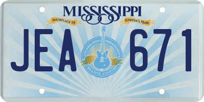 MS license plate JEA671