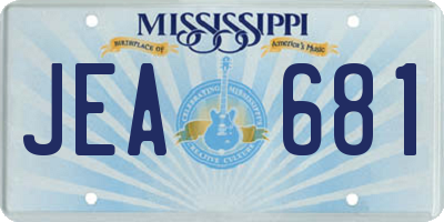 MS license plate JEA681