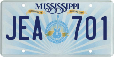 MS license plate JEA701