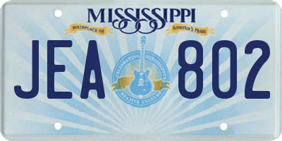 MS license plate JEA802