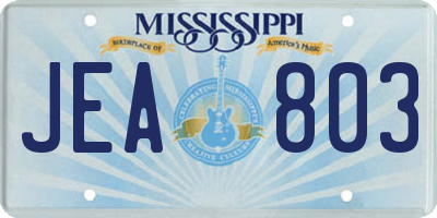 MS license plate JEA803