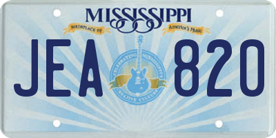 MS license plate JEA820