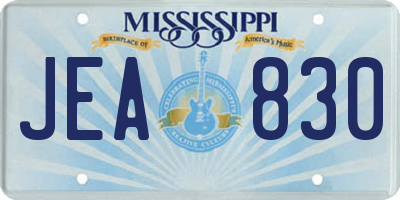MS license plate JEA830