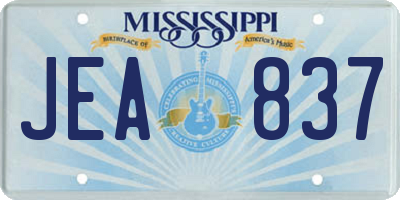 MS license plate JEA837