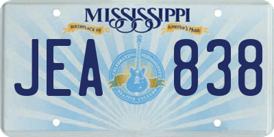 MS license plate JEA838