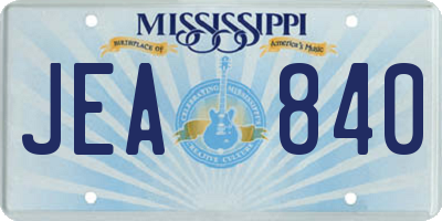 MS license plate JEA840