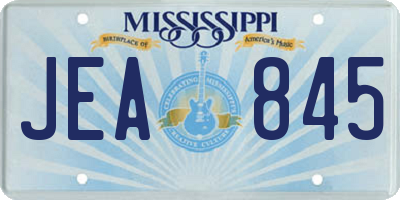 MS license plate JEA845