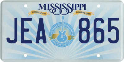 MS license plate JEA865