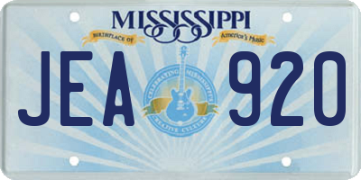 MS license plate JEA920