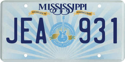 MS license plate JEA931