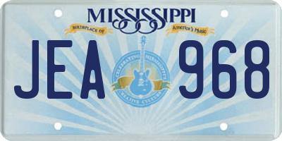 MS license plate JEA968