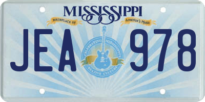 MS license plate JEA978