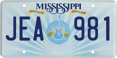 MS license plate JEA981
